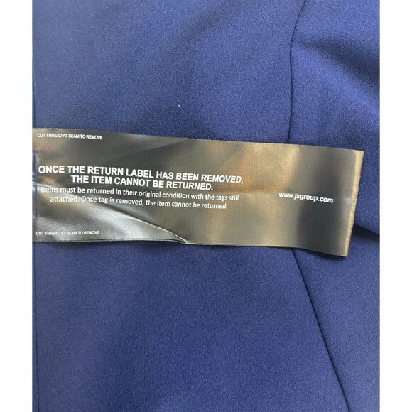 JS Collections Tulip Sleeve V-Neck Cocktail Work Dress Blue Navy Sapphire 8 NWT - Picture 12 of 13